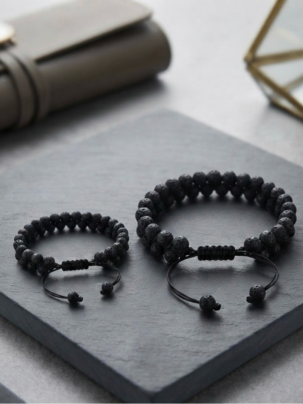NWOT Black Lava Bead Adjustable His & Hers Bracelet